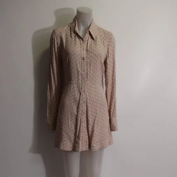 free people pink polka dot dress Vintage Pink and White Polka Dot Dress Selected by The Curatorial Dept